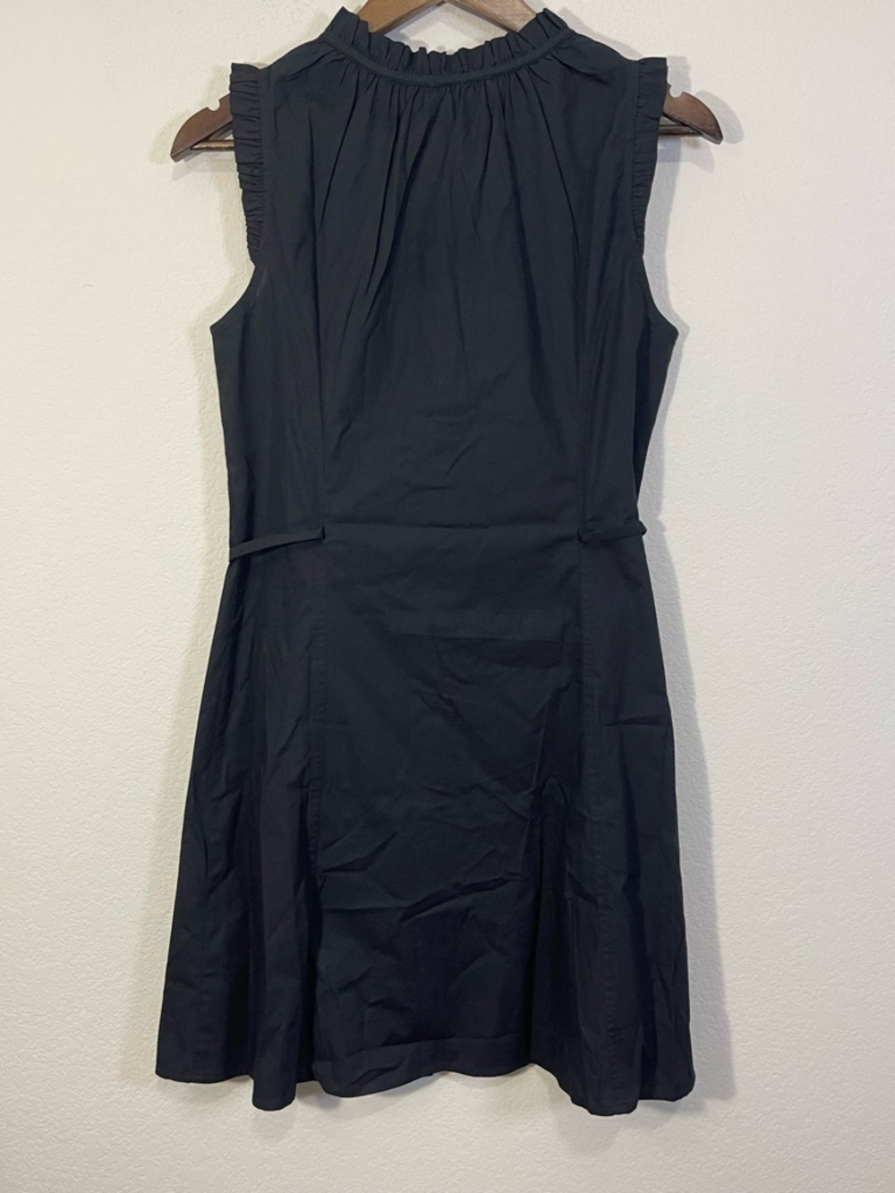 J Crew Fac NWT Ruffle Tie Neck Mini Dress Size 4 in Black - Picture 11 of 14